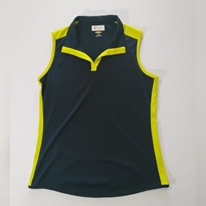 Greg Norman‎ Womens Golf Polo Small Black Yellow Preppy Pickleball Tennis Active